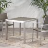 Fizz - Outdoor Square Dining Table With Aluminum Frame - Gray / Silver - Image 8