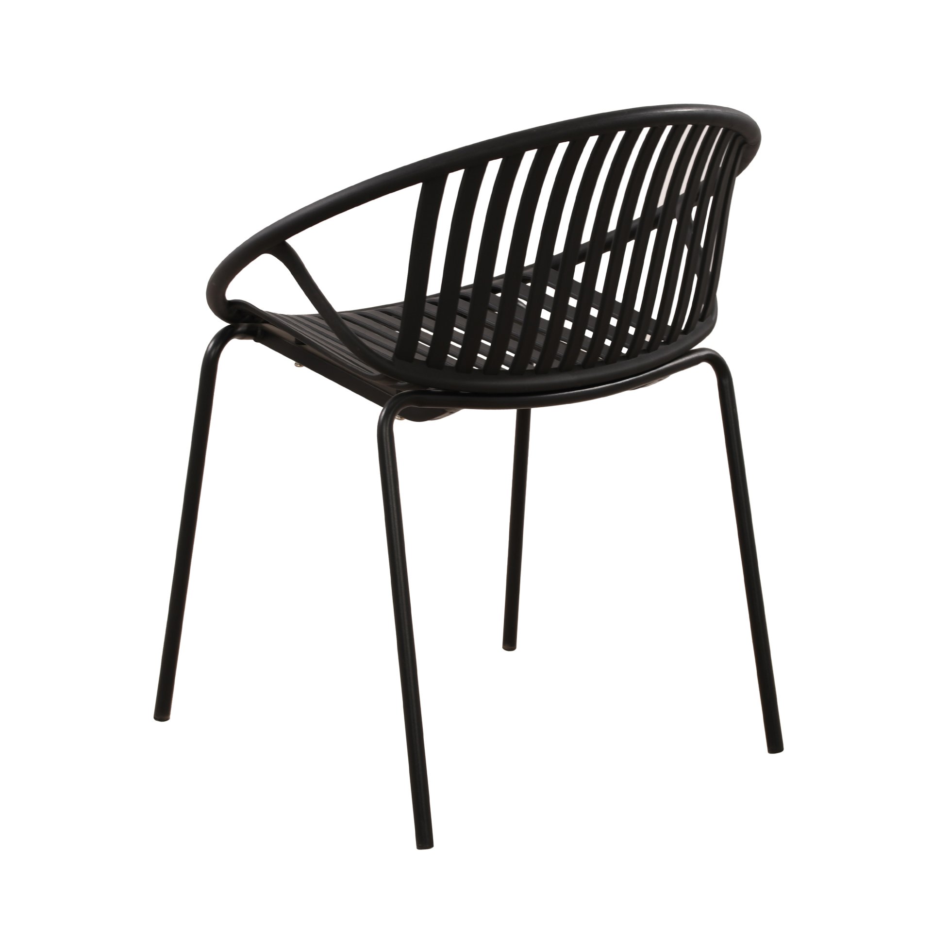 Modern Simple Art Style Patio Dining Chairs With Breathable Design, Metal Legs And Plastic Backrest (Set of 2) - Black - Image 13