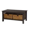 Coastal Coffee Table With Lower Shelf And Faux Rattan Baskets - Espresso - Image 3