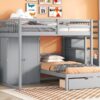 Full Over Twin Bunk Bed With Wardrobe, Drawers - Gray - Image 16