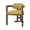 Indoor Upholstered Wood Dining Chair Set Comfortable (Set of 2) - Yellow / Walnut - Image 7