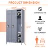 3 Door Lockers With Lock For Home, Gym, Office, School, And Garage - Gray - Image 3