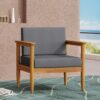 Outdoor Club Chair, Patio Chair With Teak Acacia Wood Frame - Dark Gray - Image 5