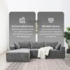 2 Pices Free Combination Minimalist Style Modular Sectional, Wrinkle Resistant Couch Set L Shaped Compressed Sofa For Living Room - Gray - Image 23