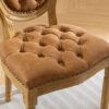French Style Solid Wood Frame Antique Painting, Hand-Pulled Buckle Decoration Artificial Leather Dining Chair With Nailhead Trim, Wood Legs, Density Foam, Steel Spring Inner (Set of 2) - Light Brown - Image 11