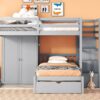 Full Over Twin Bunk Bed With Wardrobe, Drawers - Gray - Image 18