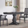 Rustic Extendable Dining Table With Pedestal Base - Gray - Image 2