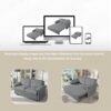 Modern Convertible Sleeper Sofa Bed With Pull Out Queen Design, Side Storage & Thick Cushions Chenille Loveseat For Living Room Or Bedroom 3 In 1 Function - Gray - Image 20