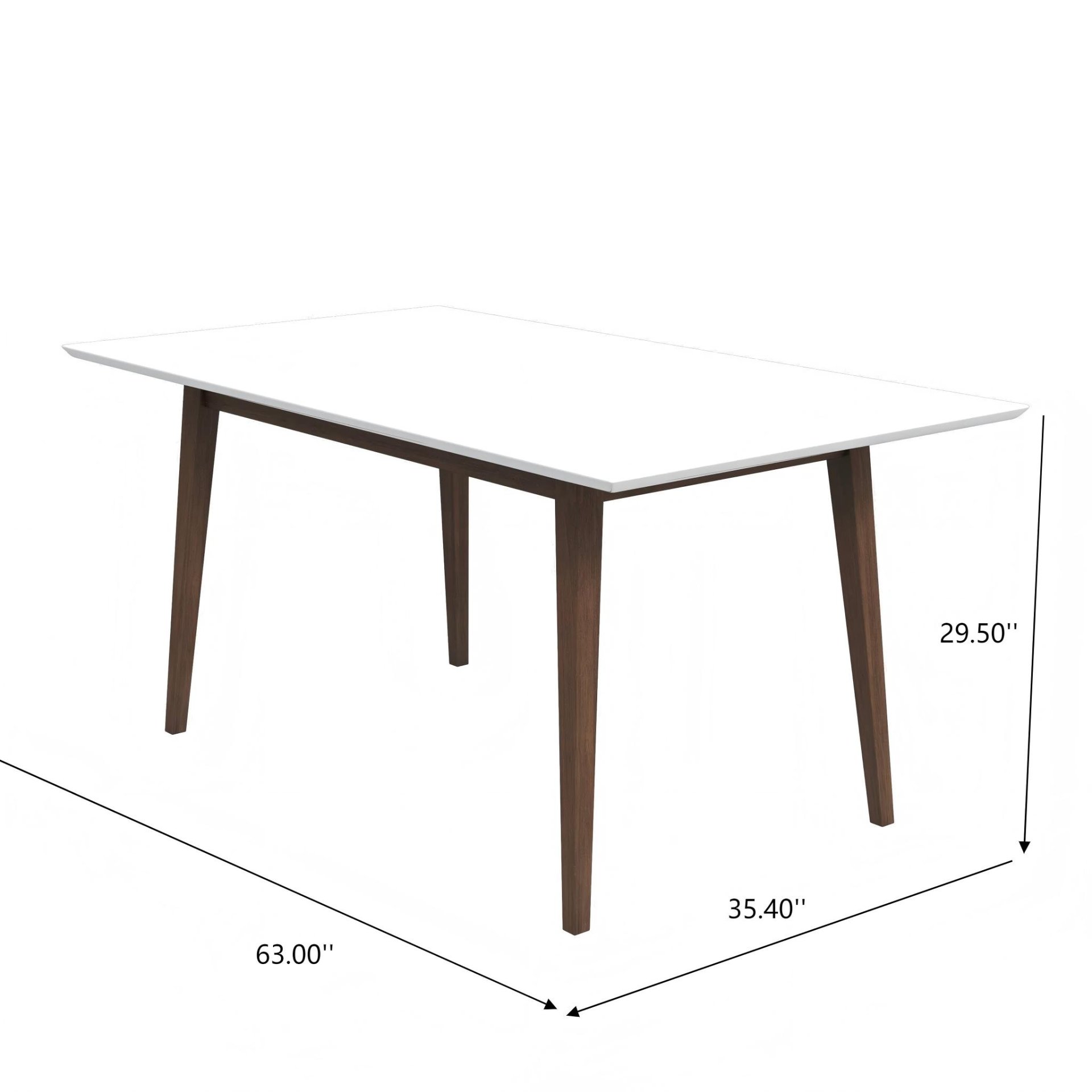 Mary - Modern Style Solid Wood Rectangular Dining Kitchen Table - White, Brown - Image 3