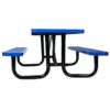 Rectangular Outdoor Steel Picnic Table With Umbrella Pole - Blue - Image 4