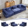 Convertible Floor Sofa Bed With Fixed Shape Frame, Boneless Modular Sectional Sofa, For Living Room - Dark Blue - Image 4