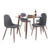 Clara Pebble - 5 Piece Mid-Century Modern Dining Set - Walnut / Clear / Charcoal - Image 2