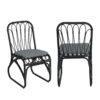 Outdoor Wicker Dining Chairs With Washable Cushion (Set of 2), Durable Rattan Chairs For Backyard, Garden, Patio - Black / Gray - Image 4