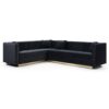 Contemporary Vertical Channel Tufted Velvet Sectional Sofa For Living Room With 4 Pillows - Black - Image 4