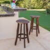 Primrose - Outdoor Acacia Wood Barstools With Foot Rest, (Set of 2) - Dark Brown - Image 4