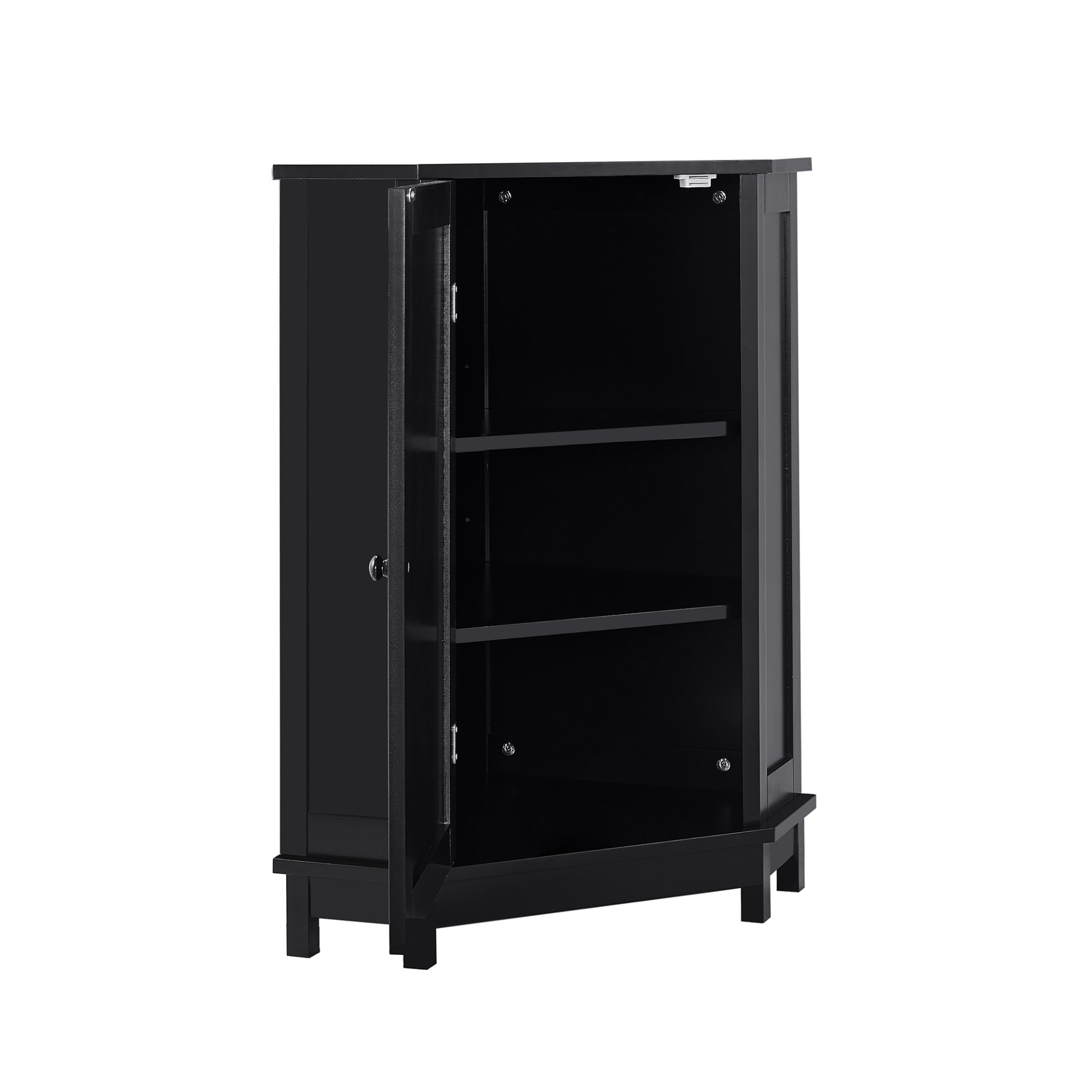 Bathroom Cabinet Triangle Corner Storage Cabinet With Adjustable Shelf Modern Style - Black - Image 18