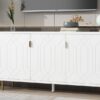 Modern TV Stand With 3 Doors And Adjustable Shelves For Living Room, Fits TVs Up To 70" - White - Image 9