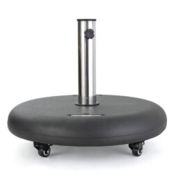 Wheelie - Modern Round Umbrella Base With Stainless Steel Holder - Black