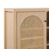 Transitional 2 Door Sideboard With Arched Rattan Panels - Light Brown - Image 3