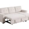 Lucca II - Woven Fabric Reversible Sleeper Sectional Sofa With Storage Chaise and Pocket Coil Seating - Beige - Image 13