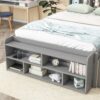 Full Bed With Bookcase Headboard, Under Bed Storage Drawers And Bed End Storage Case - Gray - Image 5
