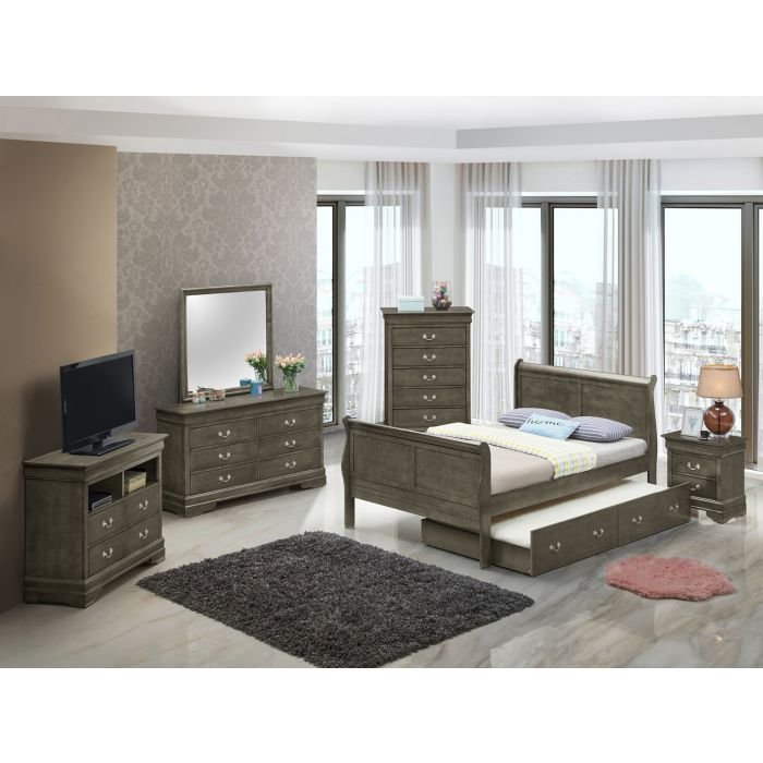 Full Elegant Trundle Bed With Timeless Charm - Gray - Image 3