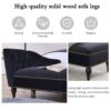 Velvet Chaise Lounge, Button Tufted Right Arm Facing Lounge Chair With Nailhead Trim For Living Room - Black - Image 22