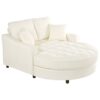 Chaise Lounge Sofa Bed With Tufted Seat And Detachable Pillows Chenille - Beige - Image 9