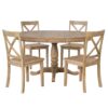 Modern Dining Table Set For 4, Round Table And 4 Kitchen Room Chairs, 5 Piece Kitchen Table Set For Dining Room, Dinette, Breakfast Nook - Natural Wood Wash - Image 13