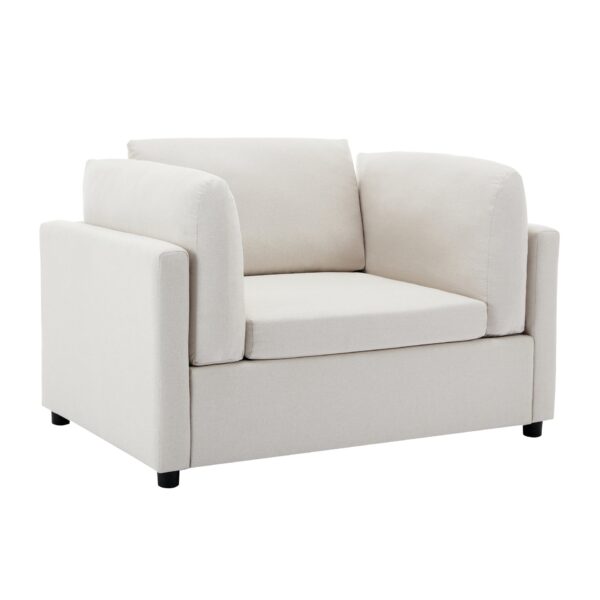 Wide Modern Oversized Armchair With Ottoman Stool, Single Sofa With Lumbar Support, Accent Chair, Reading Chair For Bedroom, Living Room - Cream