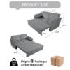Modern Convertible Sleeper Sofa Bed With Pull Out Queen Design, Side Storage & Thick Cushions Chenille Loveseat For Living Room Or Bedroom 3 In 1 Function - Gray - Image 7