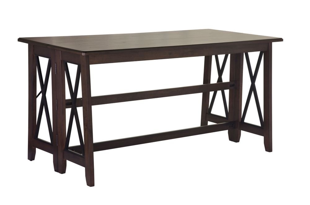 Drop Leaf Table With 4 Stools - Dark Brown - Image 5