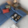 Convertible Combination Sofa, Sofa L Shaped, Sofa With Storage Cabinet Footstool, Living Room Sofa, Living Room 3 Seater Combination Sofa - Navy Blue - Image 5