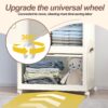 Portable Wardrobe Closet Storage Organizer With Magnetic Doors And Hanging Rod - Cream White - Image 8