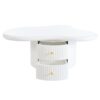 Cloud - Coffee Table (Set of 3), Irregular Shape Coffee Table With 2 Drawers, 2 Small Stools For Living Room - White - Image 15