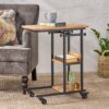 Modern Industrial Bed Laptop Table With C - Shape Design And Adjustable Height - Natural - Image 6