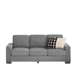 Modern Snowfleece Fabric 3 Seater Sofa With Cup Holders - Gray