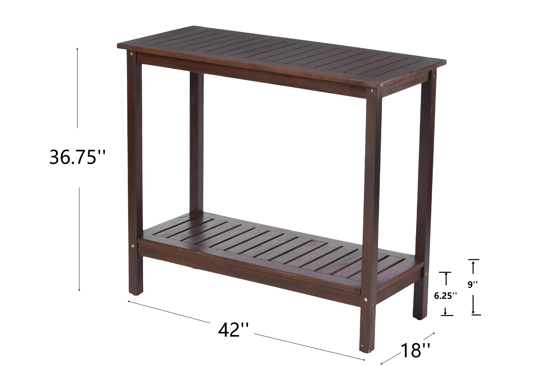 Workstation For Garden Balcony Garage, Acacia Console Potting Table - Brown - Image 2
