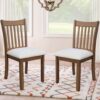 Modern Dining Chair (Set of 2) Wooden Back, Cushion Seats, Frame - Light Brown - Image 2