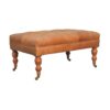 Buffalo - Leather Ottoman With Castor Legs - Tan - Image 2