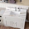 Vanity Top With Undermount Sink And Backsplash, Sintered Stone - Carrara White Marble - Image 6