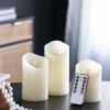 Flickering LED Candles With Remote Timer (Set of 3) - Ivory - Image 2