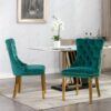 Nikki - Modern, High-End Tufted Solid Wood Contemporary Velvet Upholstered Dining Chair With Golden Stainless Steel Plating Legs, Nailhead Trim (Set of 2) - Green - Image 14