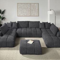 Chosen - Sectional Sofa With Toss Pillows With 2 Chaises With Ottoman - Gray