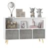 Kids Bookcase With Collapsible Fabric Drawers, Children's Book Display, Toy Storage Cabinet Organizer - White / Gray - Image 21