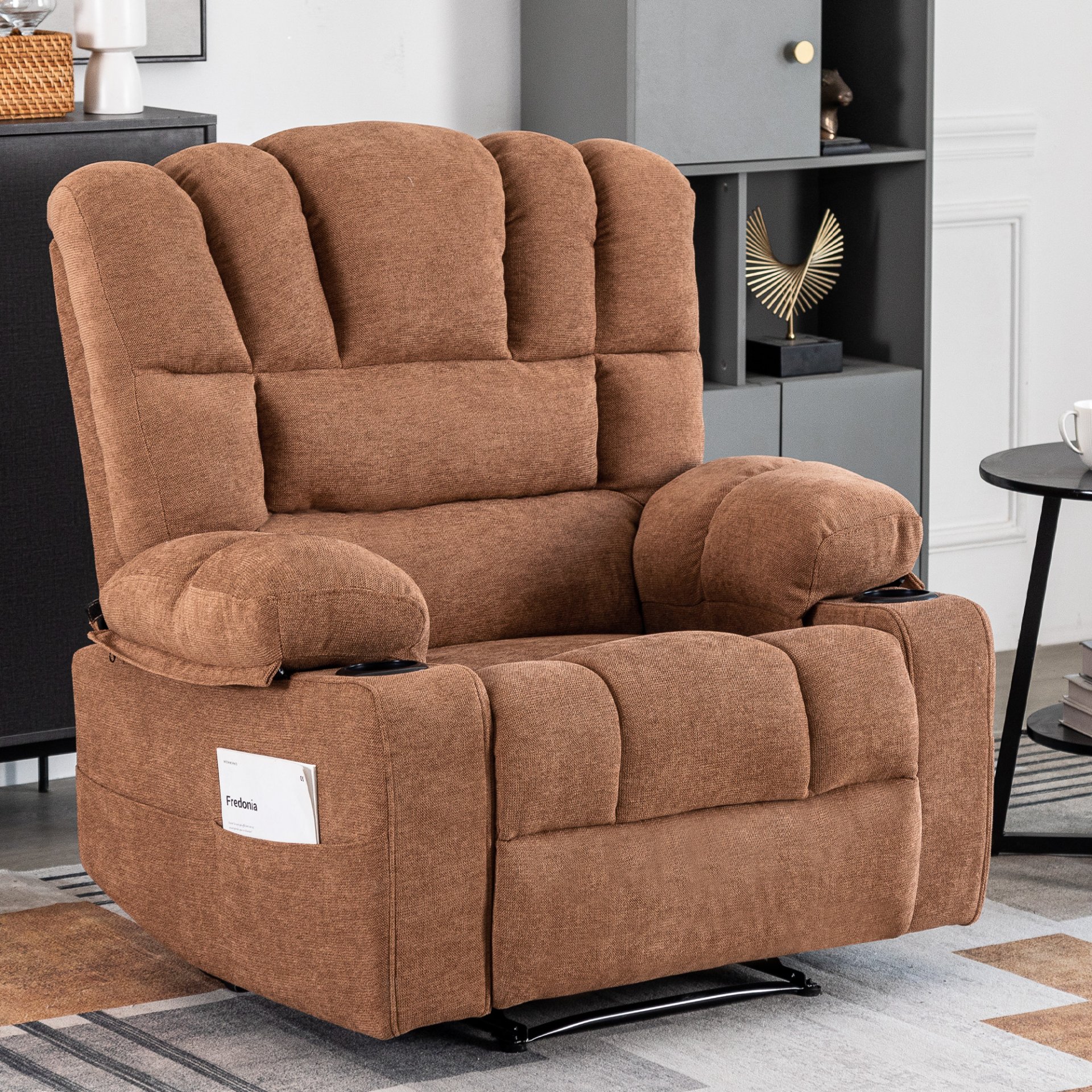 Massage Recliner Chair Sofa With Heating Vibration - Brown - Image 2