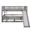Full Over Full Low Bunk Bed With Slide, Fence And Ladder - Gray - Image 3