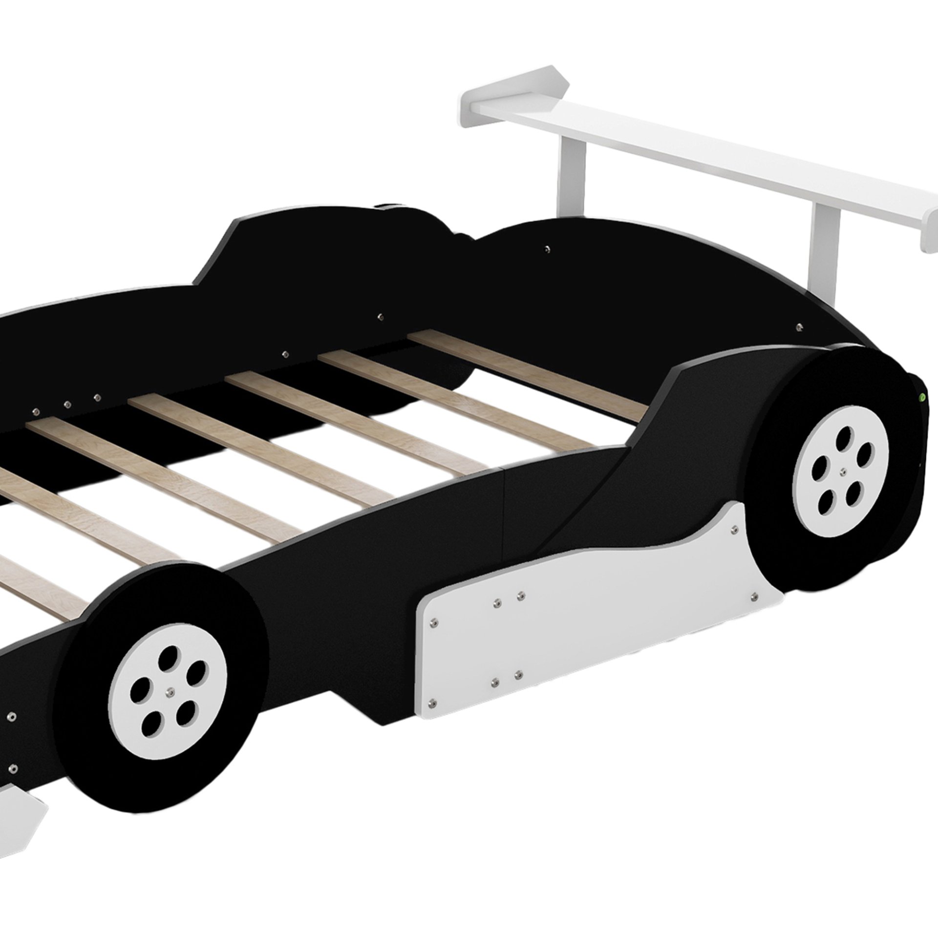 Full Size Race Car Shaped Platform Bed With Wheels - Black - Image 13