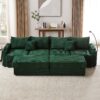 Modern Style 4 Seater Sofa Sectional Sofa Couch With Storage Space, Two Movable Ottomans, Two USB Ports, Two Cup Holders, A Phone Holder For Living Room - Green - Image 19