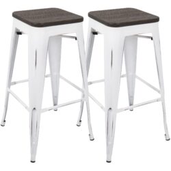 Oregon - Industrial Stackable Barstool (Set of 2) - Vintage White / Espresso